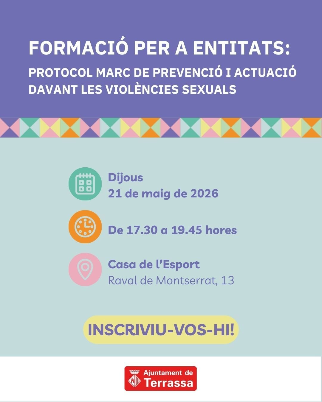 Formació a entitats 21 maig 26 Protocol violència sexual